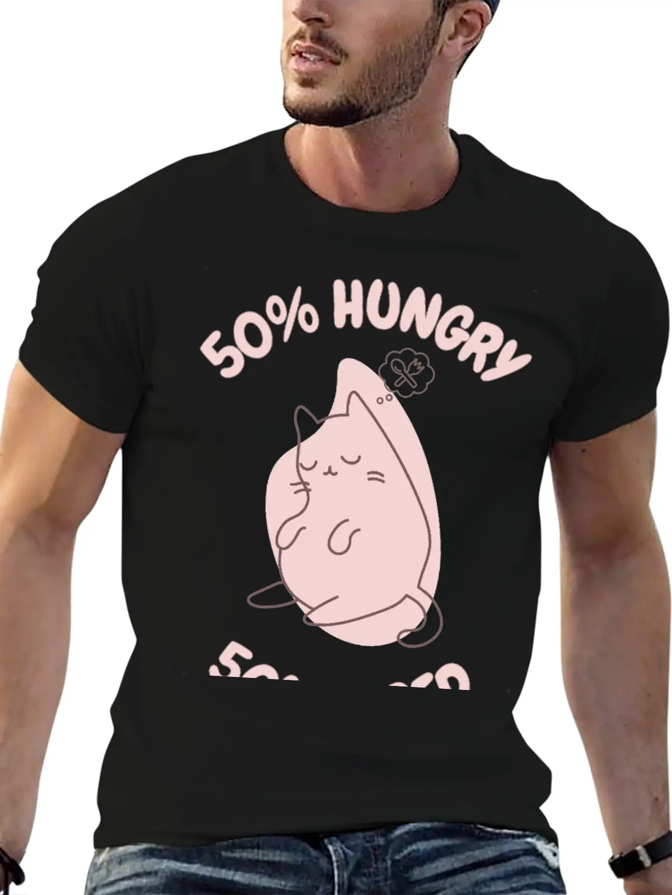 50% Tired 50% Hungry Comfortable Minimalist Graphic Tee – Summer Style Essential