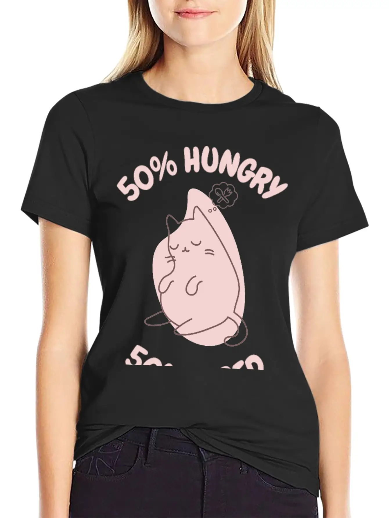 50% Tired 50% Hungry Comfortable Minimalist Graphic Tee – Summer Style Essential