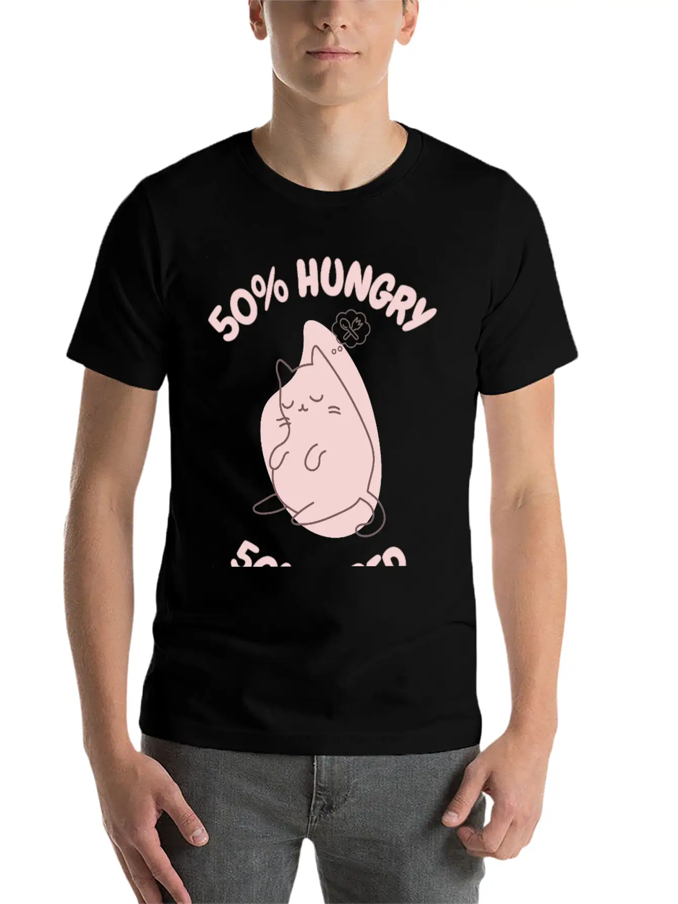 50% Tired 50% Hungry Comfortable Minimalist Graphic Tee – Summer Style Essential