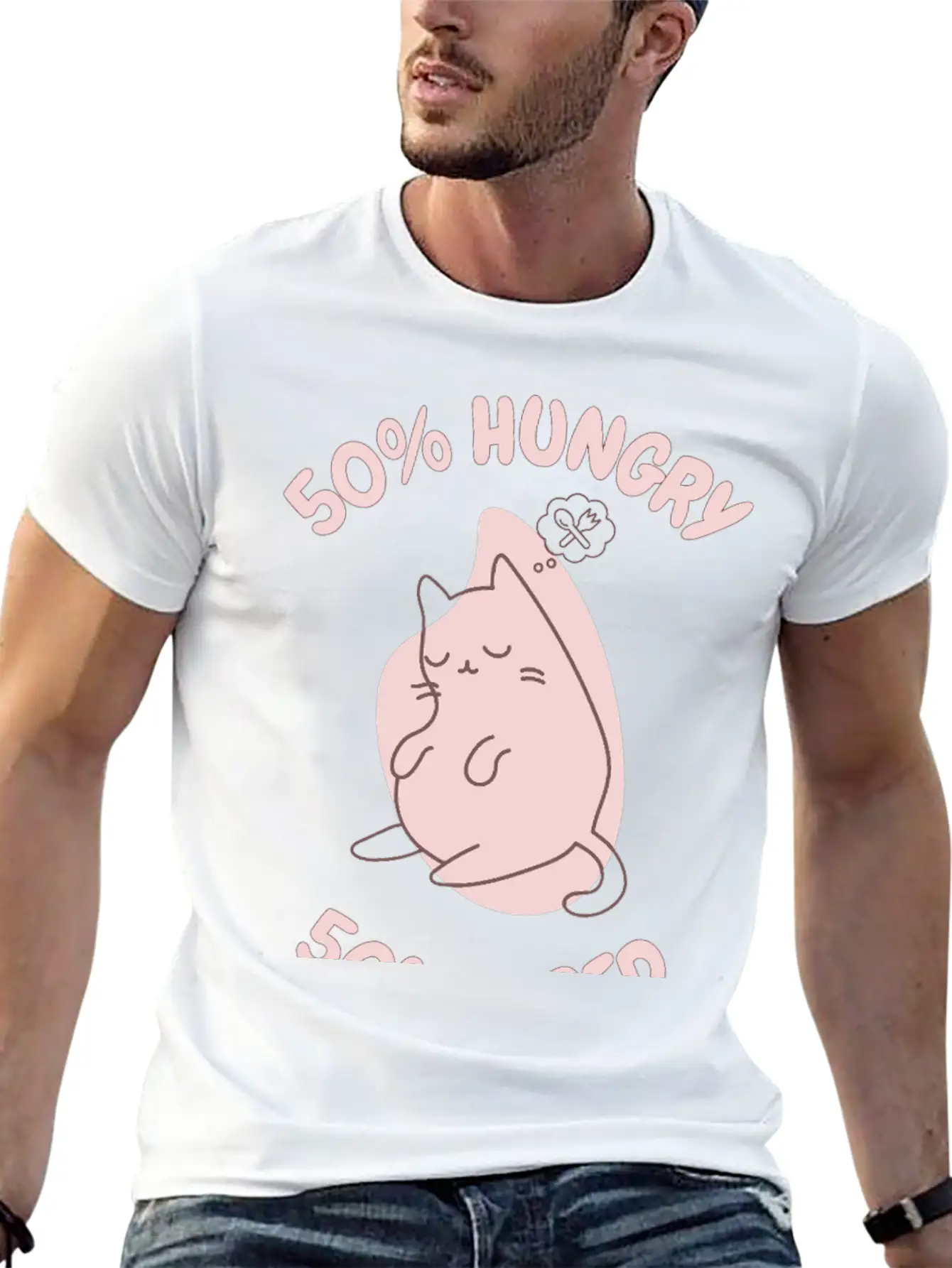 50% Tired 50% Hungry Comfortable Minimalist Graphic Tee – Summer Style Essential
