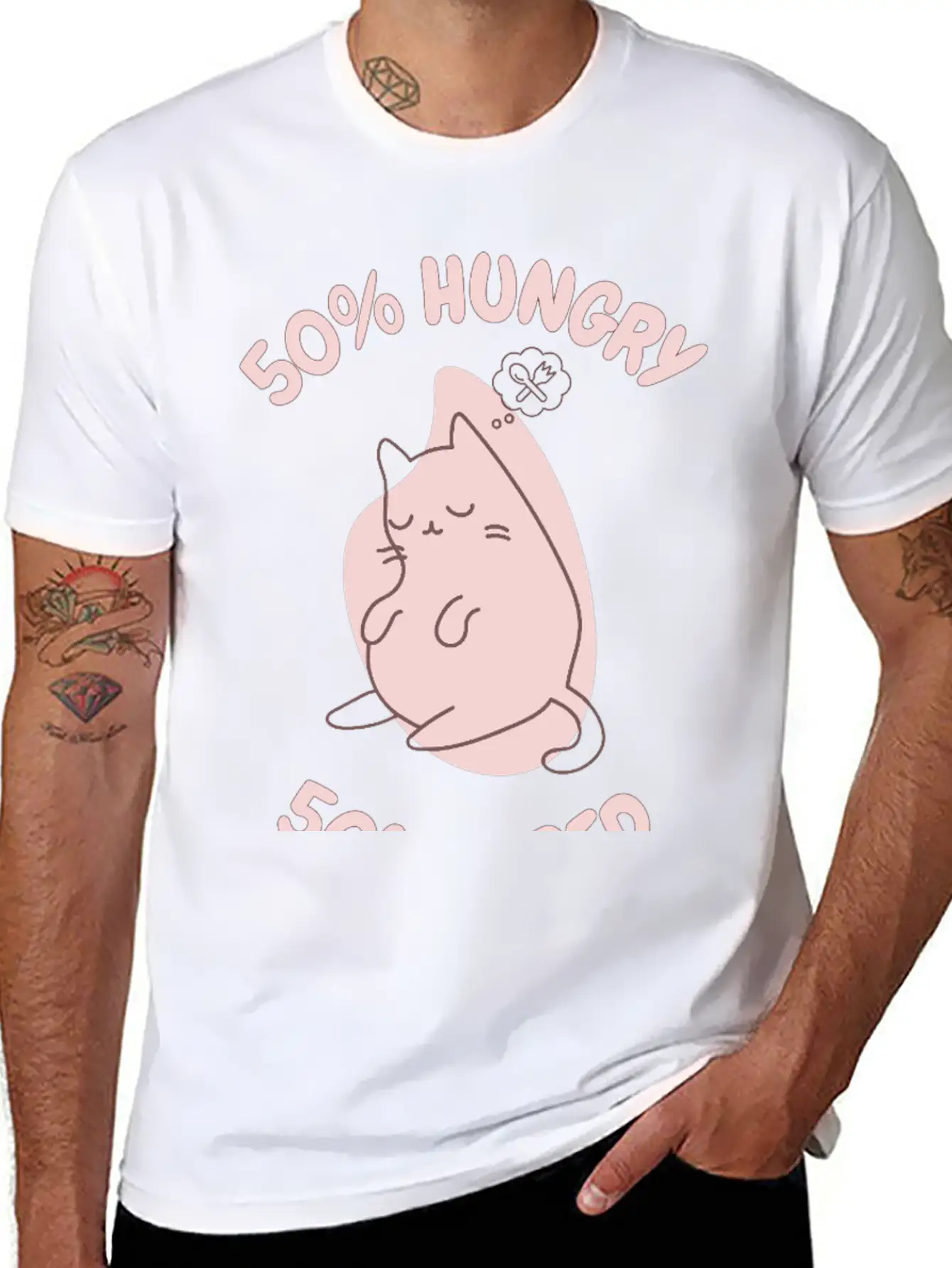 50% Tired 50% Hungry Comfortable Minimalist Graphic Tee – Summer Style Essential