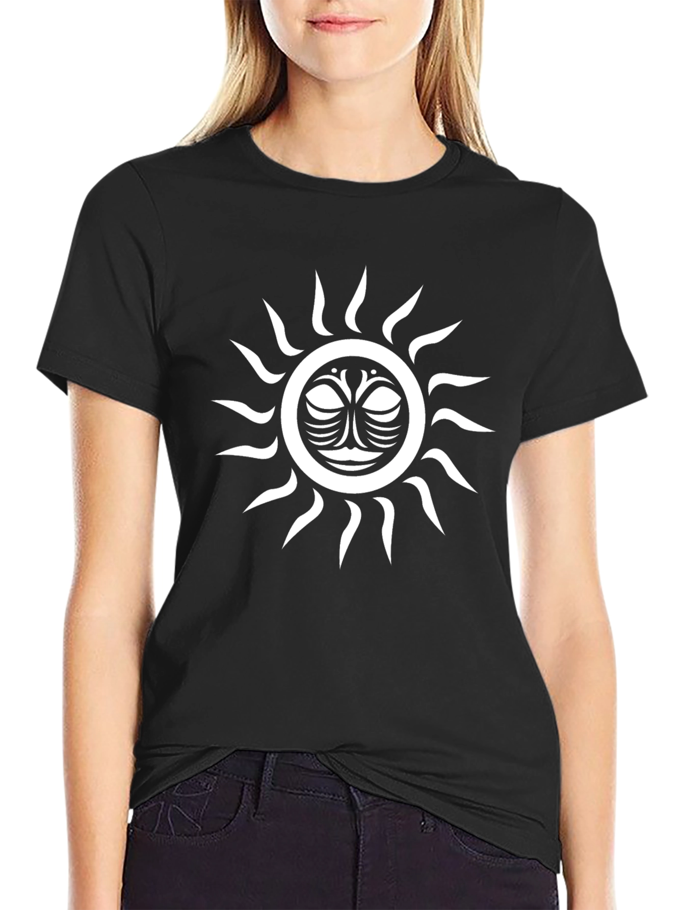 Tribal Sun Graphic Tee - Mens Black T-Shirt