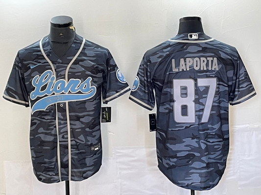 Men's Detroit Lions Sam LaPorta #87 Grey Camouflage Player Jerseys Joint Edition