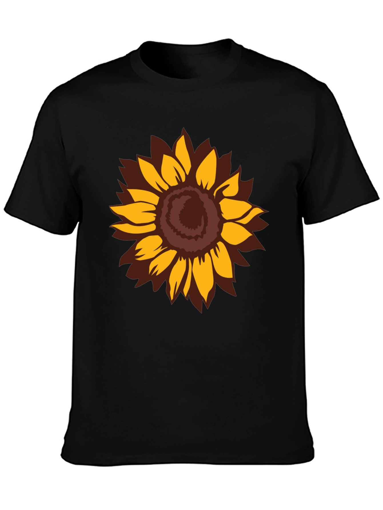 Sunflower Graphic Print Black T-Shirt
