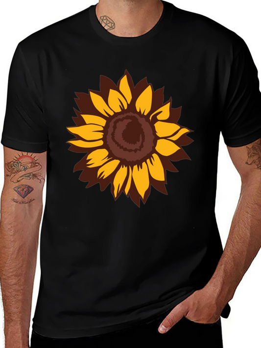 Sunflower Graphic Print Black T-Shirt