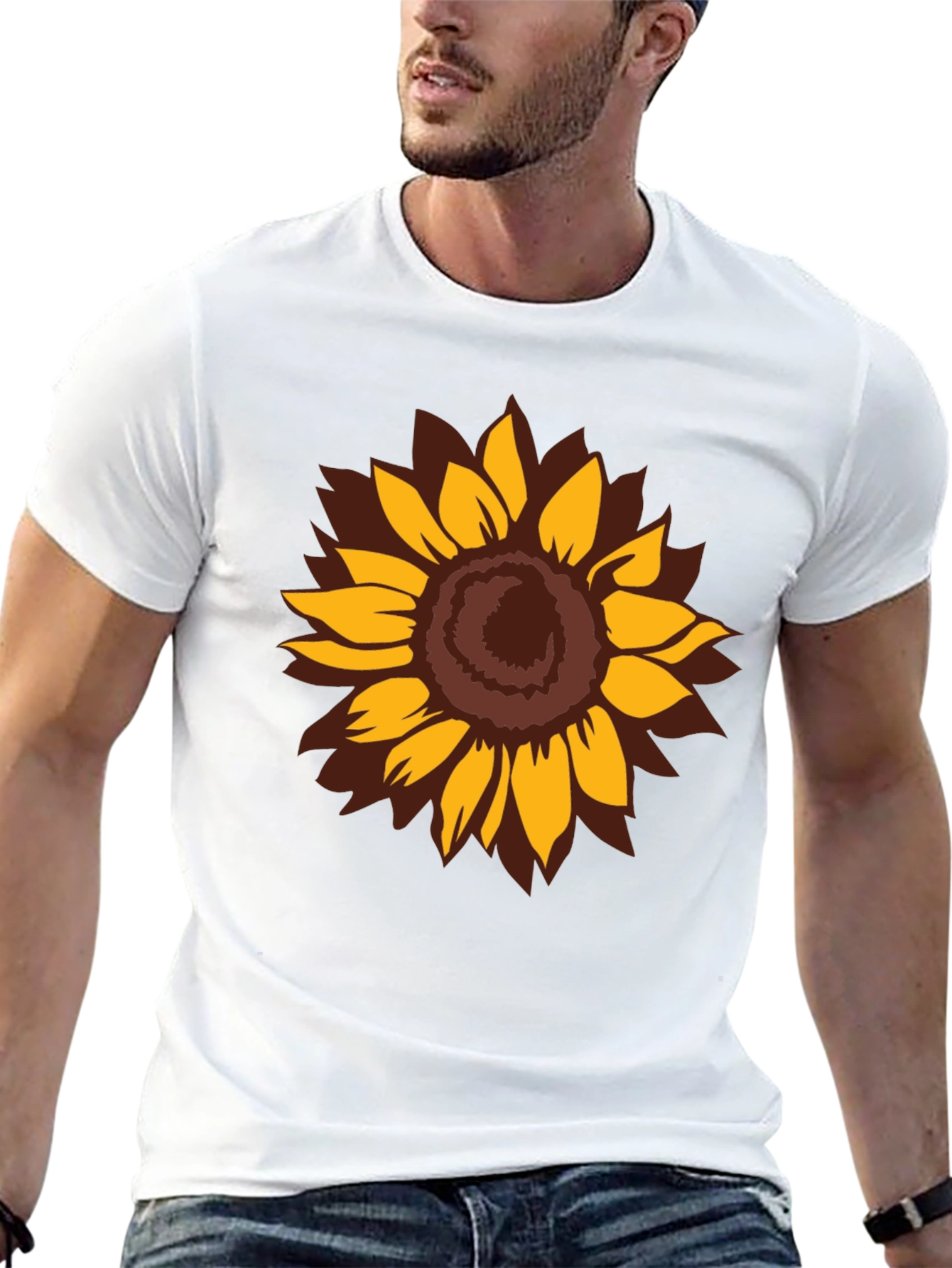 Sunflower Graphic Print Black T-Shirt