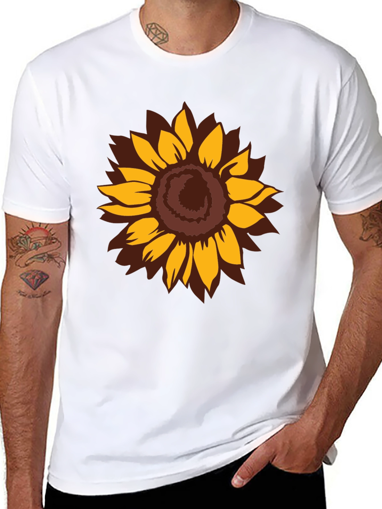 Sunflower Graphic Print Black T-Shirt