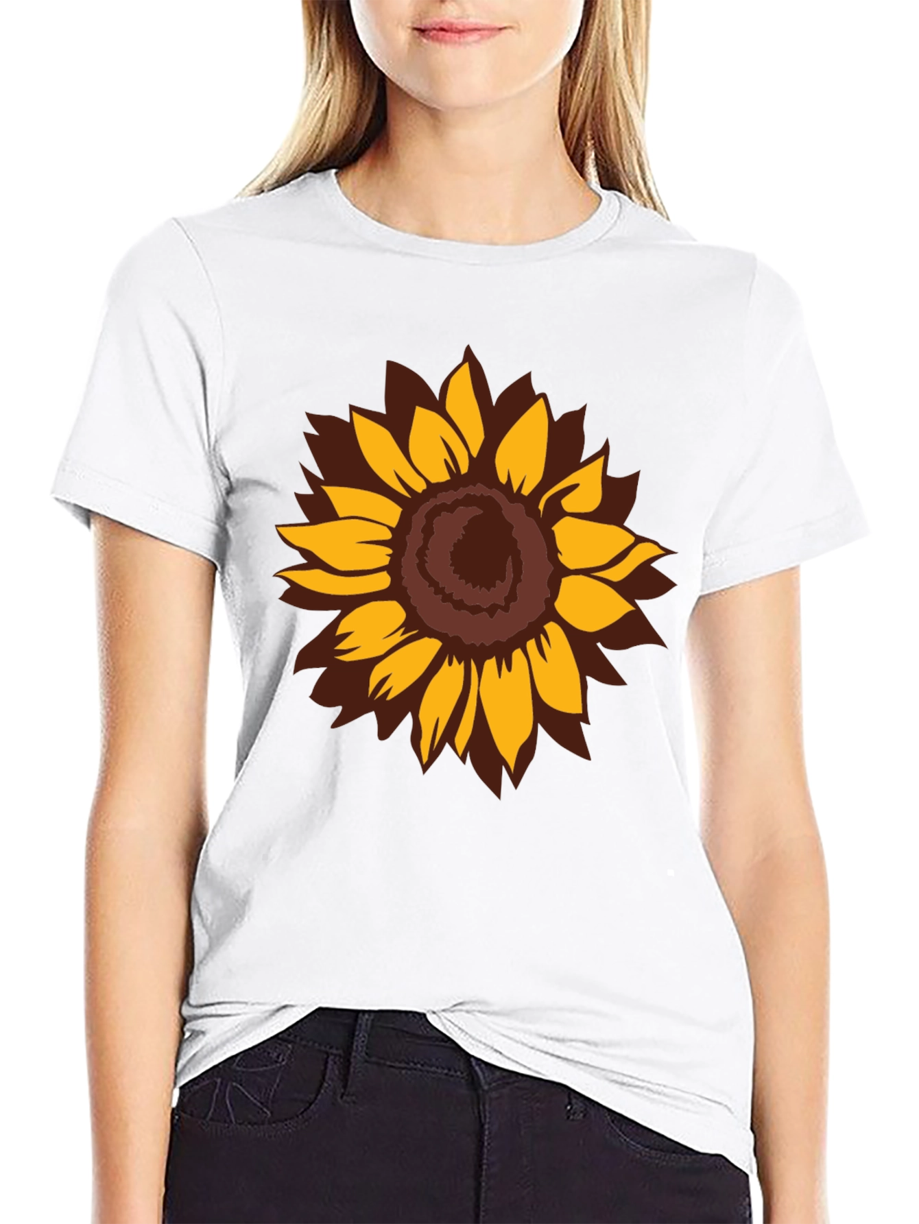 Sunflower Graphic Print Black T-Shirt