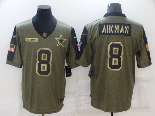 Men's Dallas Cowboys Troy Aikman #8 Brown Game Jerseys