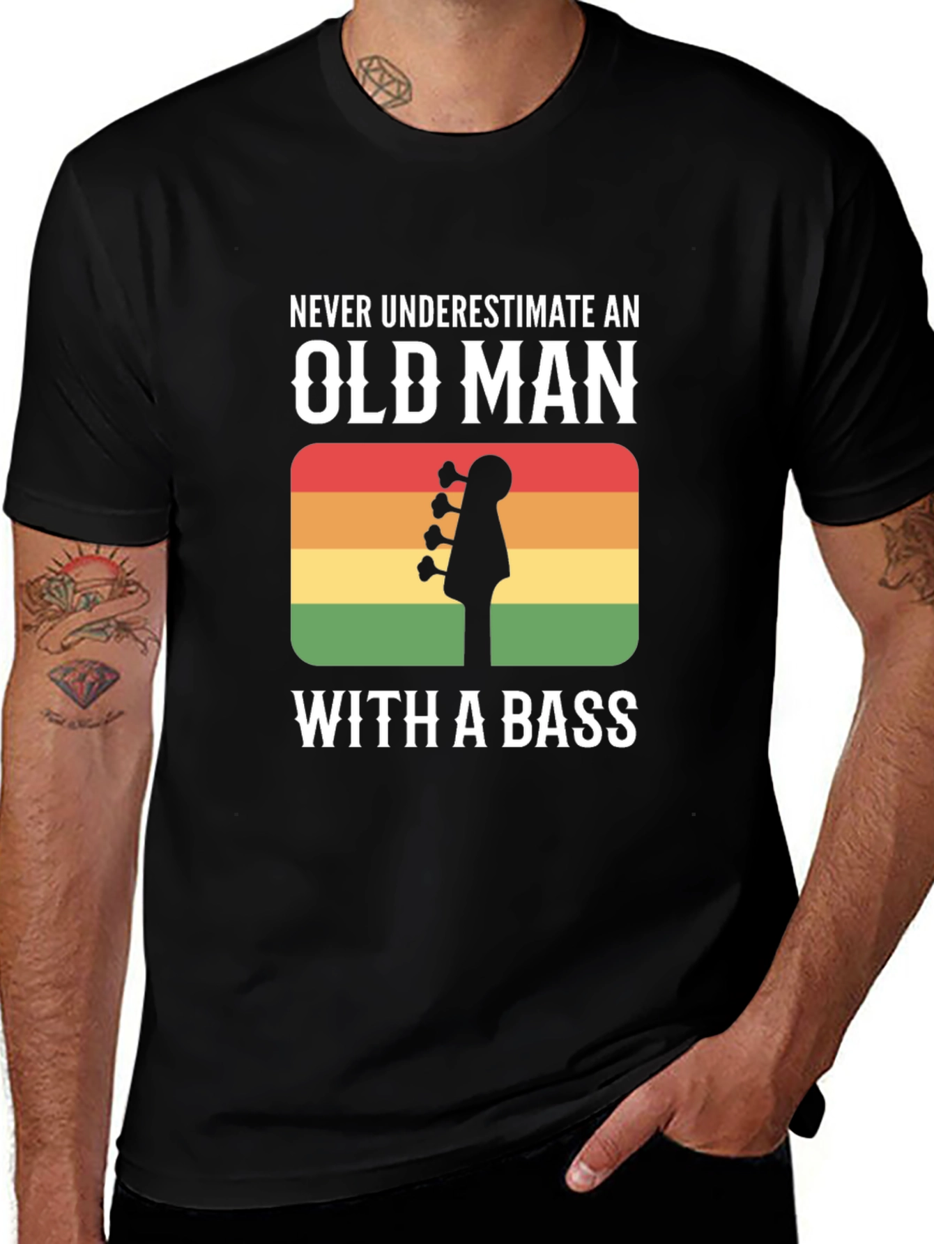 Old Man With a Bass Guitar T-Shirt
