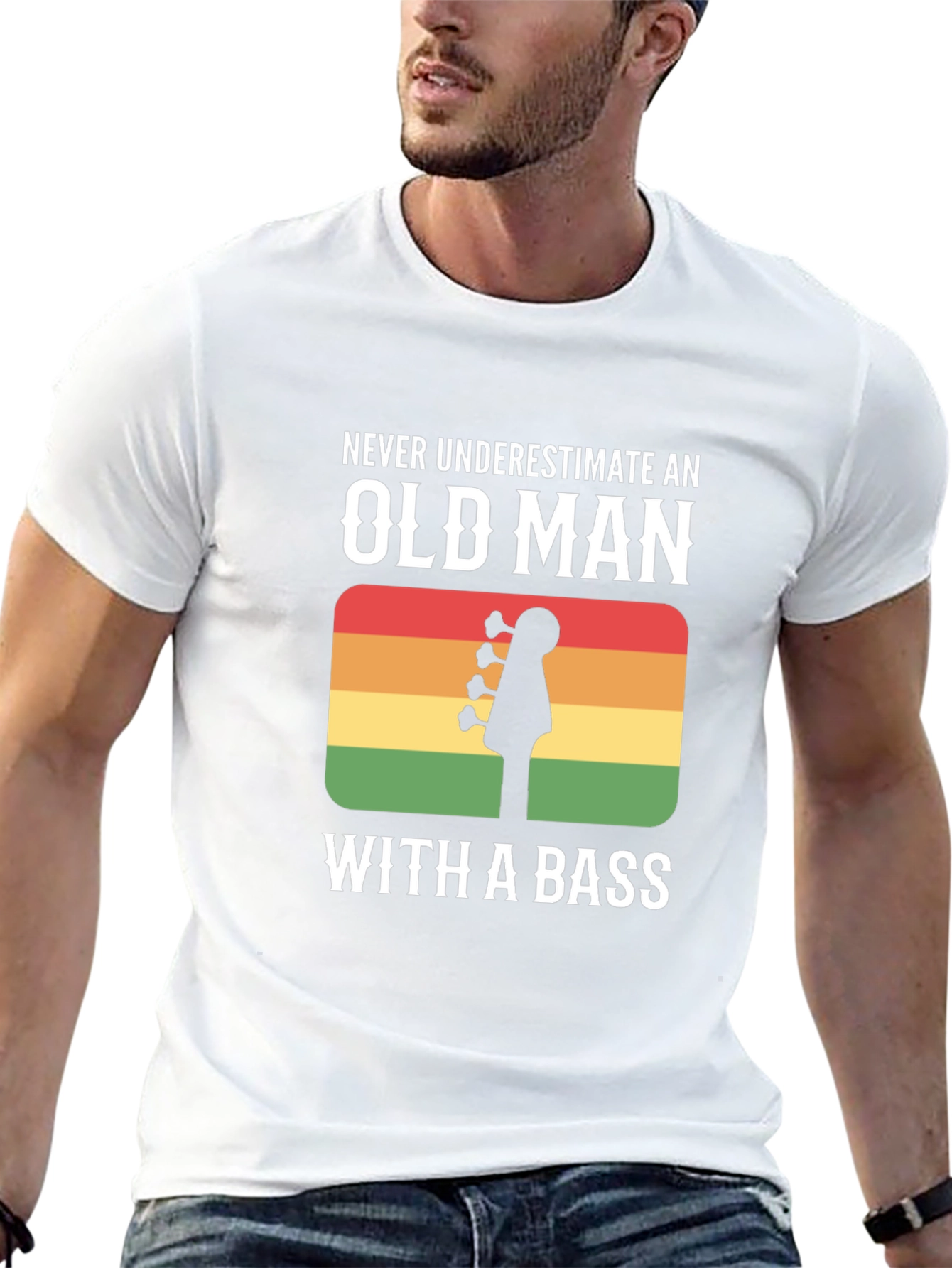 Old Man With a Bass Guitar T-Shirt