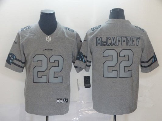 Men's Carolina Panthers Christian McCaffrey #22 Gray Game Jerseys