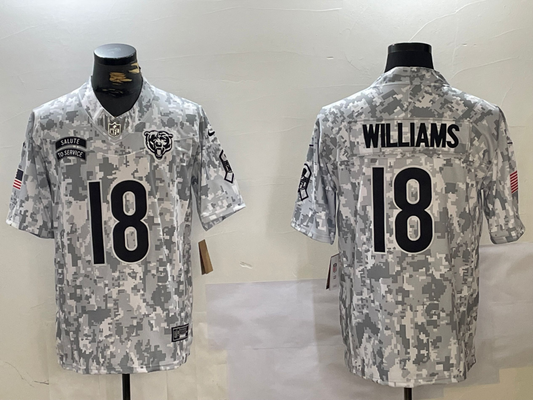 Men's Chicago Bears Caleb Williams #18 Arctic Camo 2024 Salute to Service Limited Jerseys