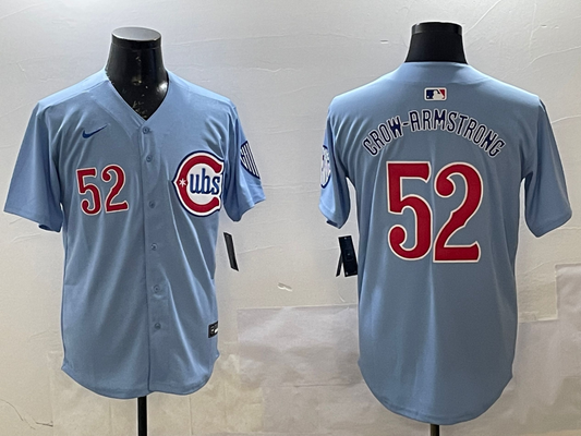 Men's Chicago Cubs Pete Crow-Armstrong #52 Baby Blue 2nd Alternate Limited Player Jerseys