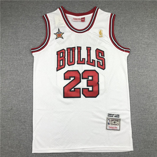 Men's Chicago Bulls Michael Jordan #23 White 1998 All Star Hardwood Classics Authentic Jerseys