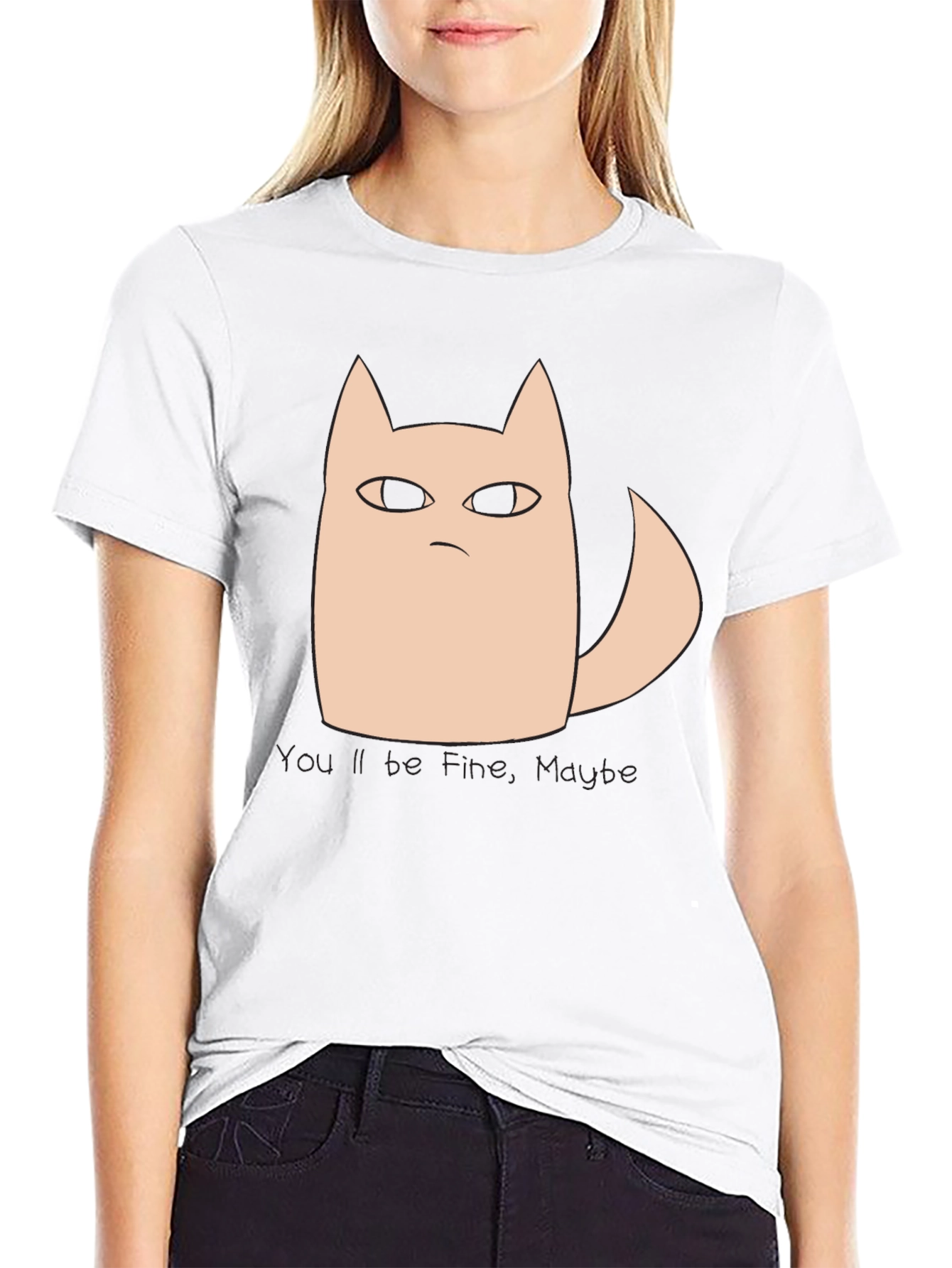 Grumpy Cat Tee: Youll Be Fine Maybe Black T-Shirt