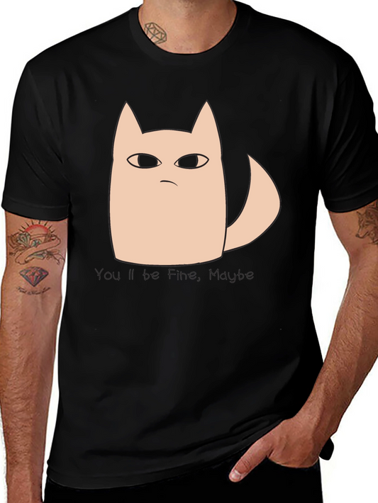 Grumpy Cat Tee: Youll Be Fine Maybe Black T-Shirt