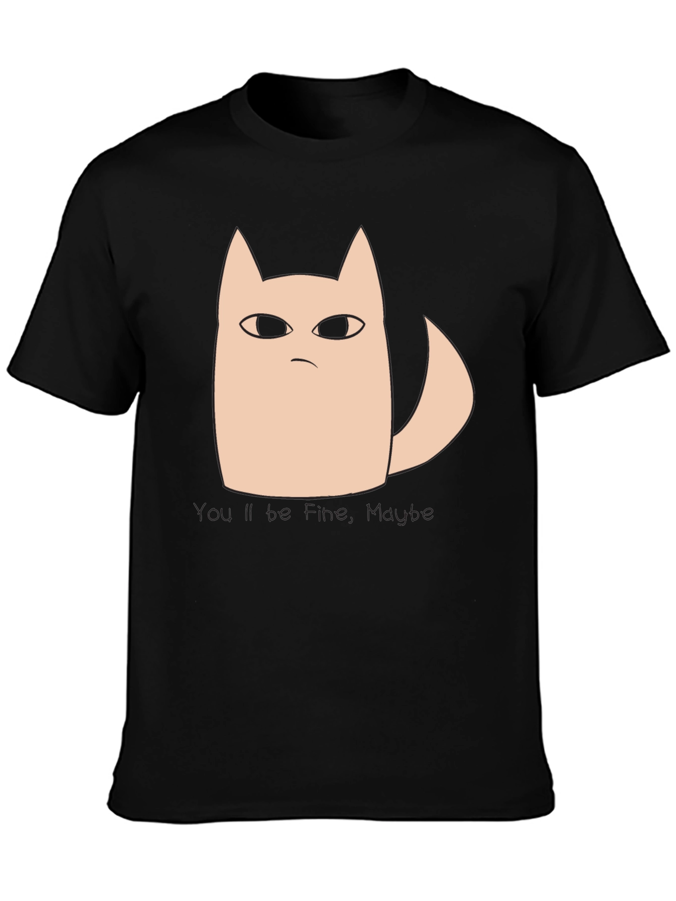 Grumpy Cat Tee: Youll Be Fine Maybe Black T-Shirt