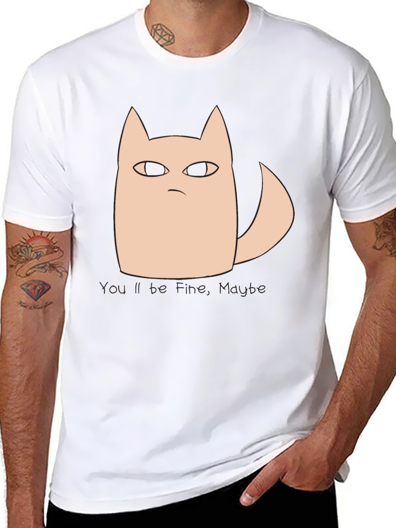 Grumpy Cat Tee: Youll Be Fine Maybe Black T-Shirt
