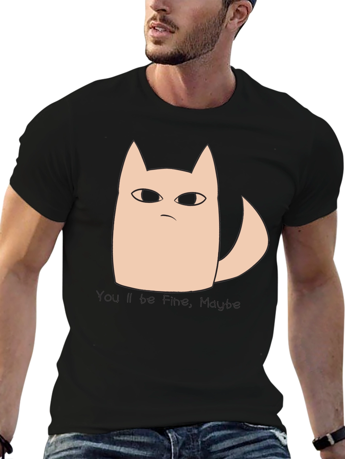 Grumpy Cat Tee: Youll Be Fine Maybe Black T-Shirt