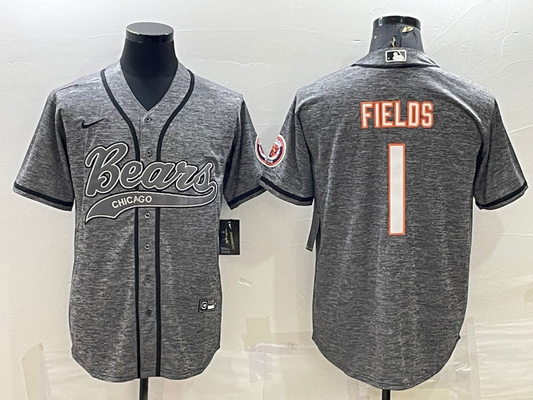 Men's Chicago Bears Justin Fields #1 Gray Game Jerseys Joint Edition