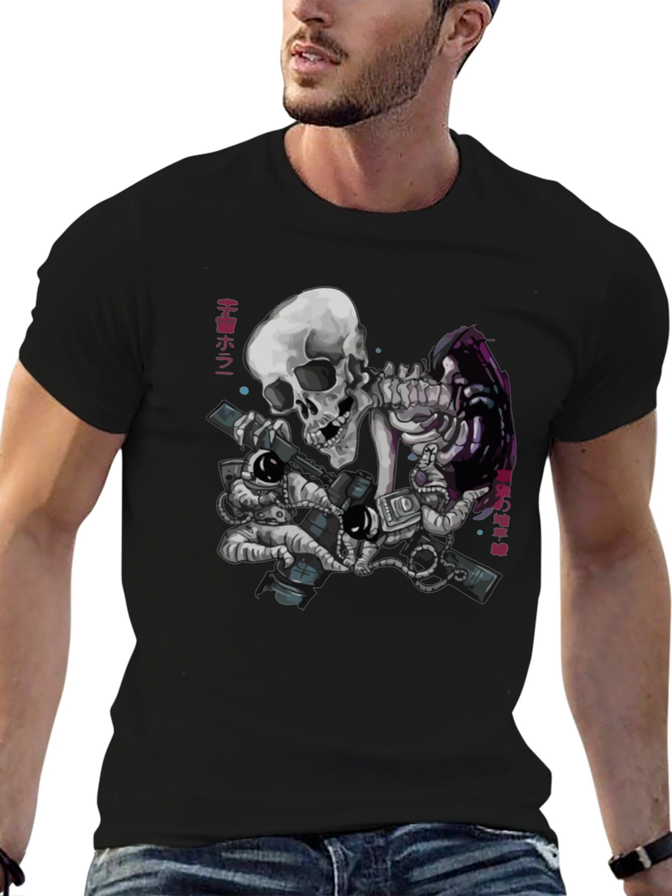 Skull Astronaut Black T-Shirt - Space Adventure