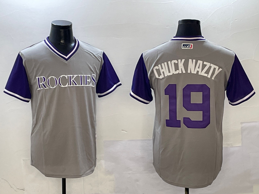 Men's Colorado Rockies Charlie Blackmon #19 Gray Replica Player Jerseys