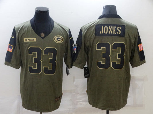 Men's Green Bay Packers Aaron Jones #33 Brown Game Player Jerseys