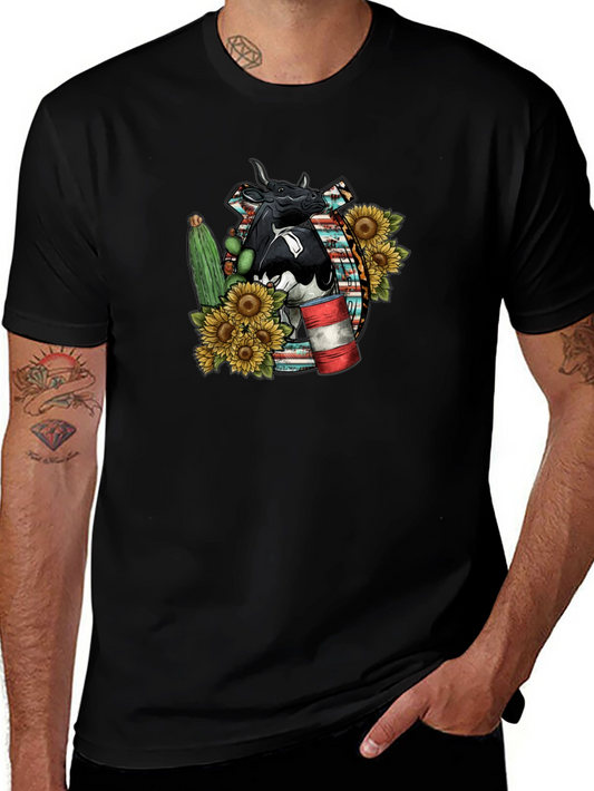 Cow & Sunflower Graphic Tee - Western Style