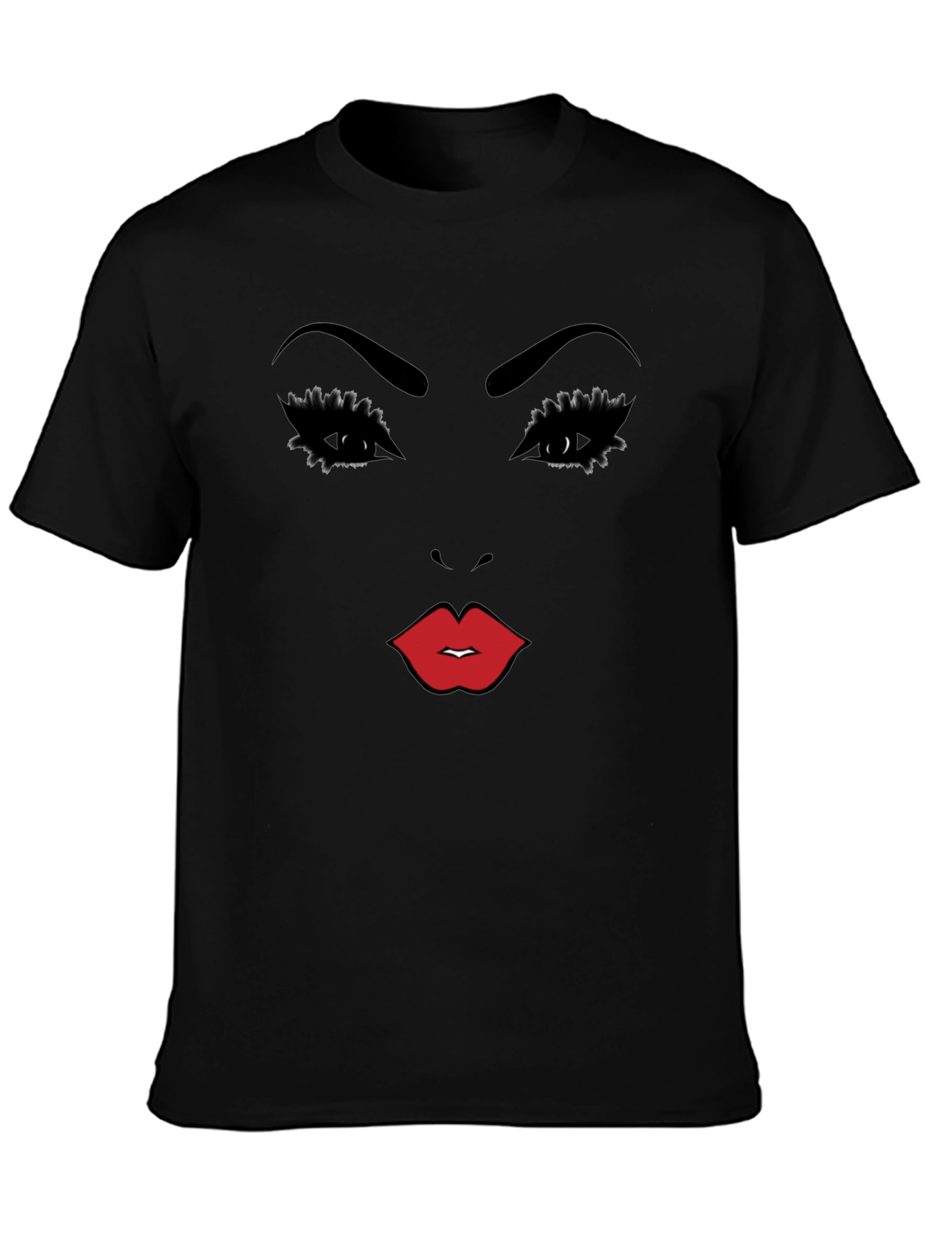 Bold Graphic Face Print Black T-Shirt