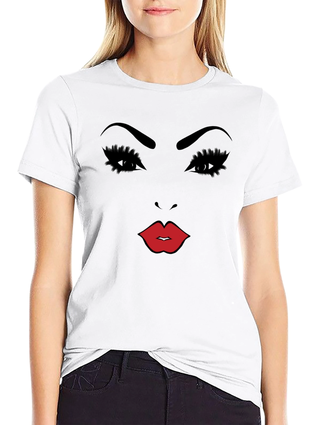 Bold Graphic Face Print Black T-Shirt