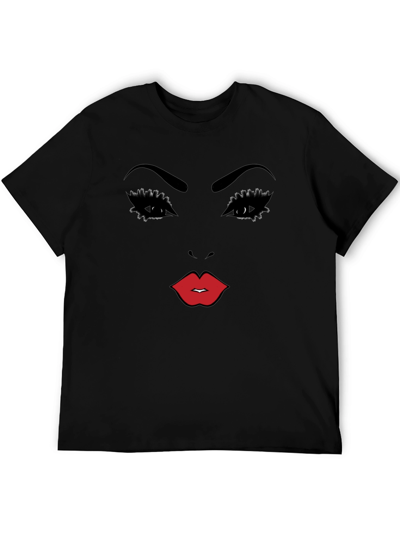 Bold Graphic Face Print Black T-Shirt