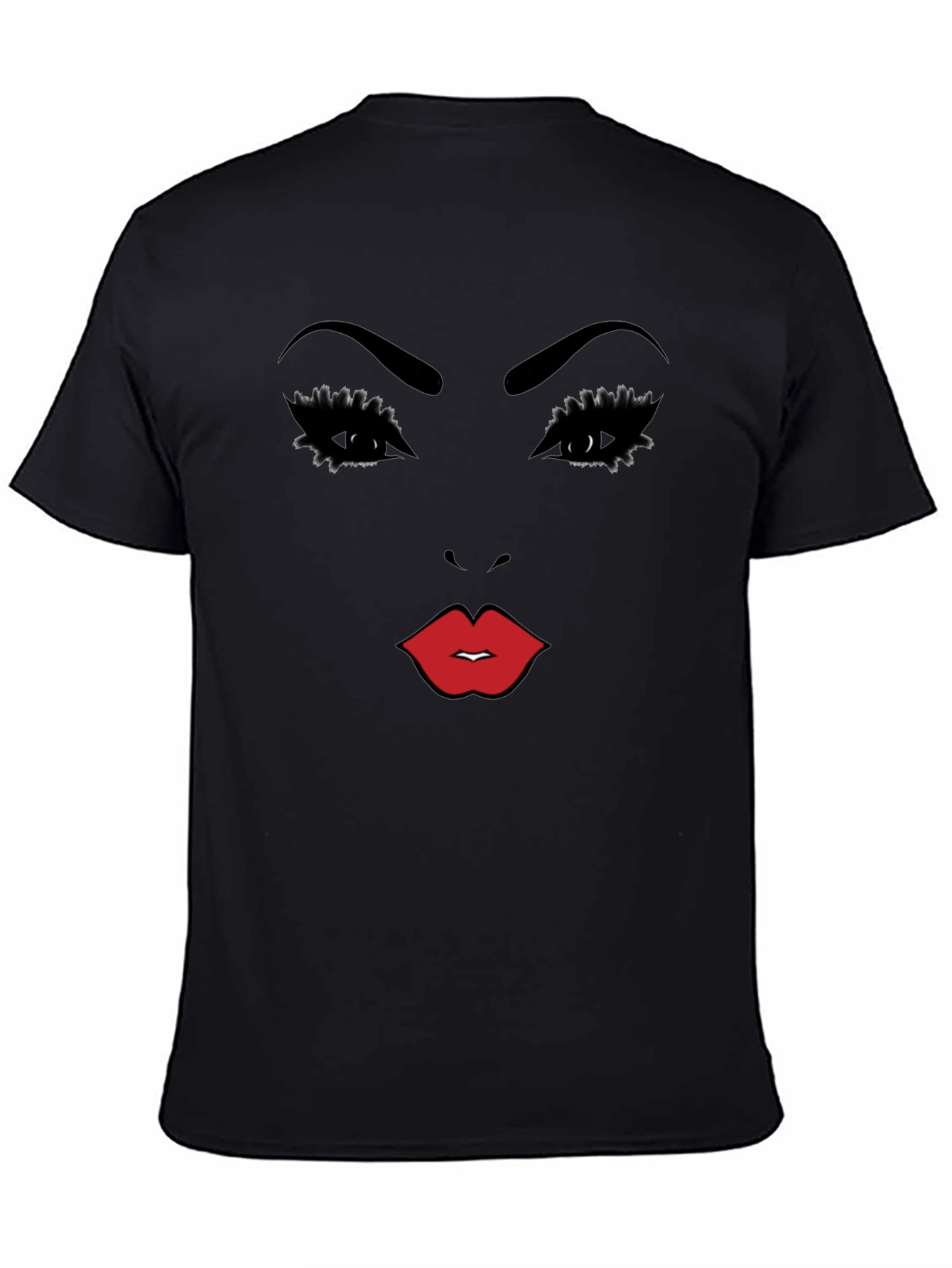 Bold Graphic Face Print Black T-Shirt