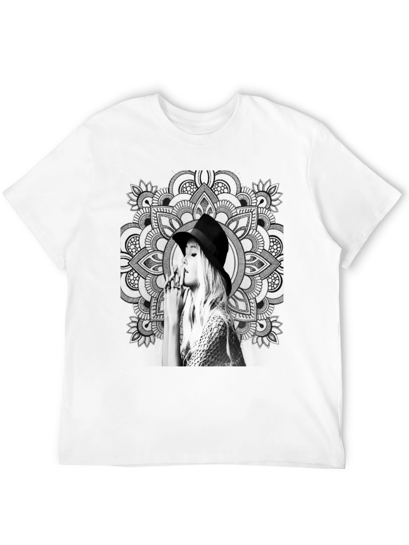 Black T-Shirt with Artistic Mandala Design
