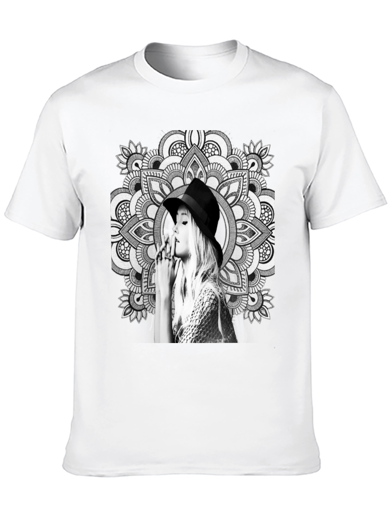 Black T-Shirt with Artistic Mandala Design