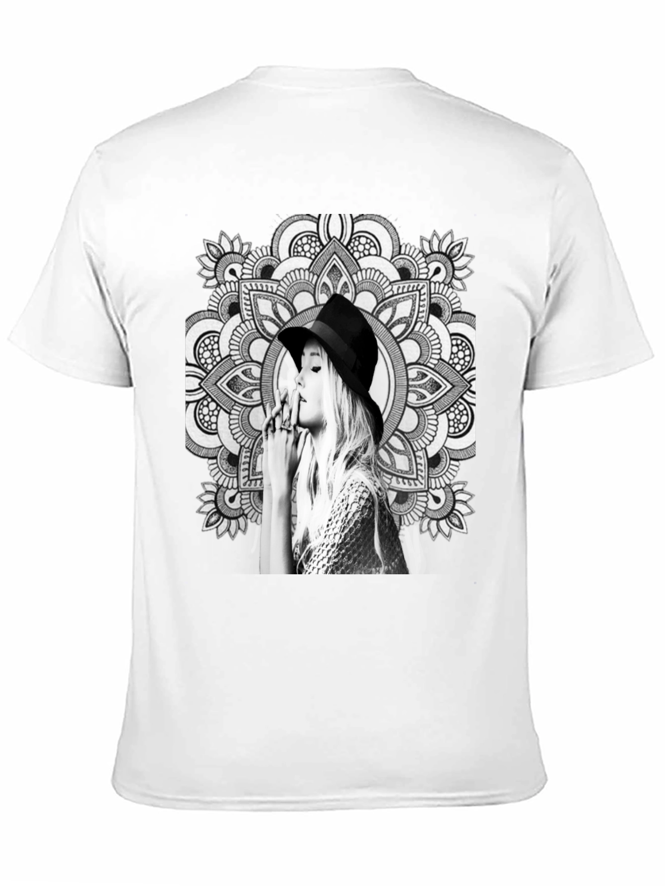 Black T-Shirt with Artistic Mandala Design