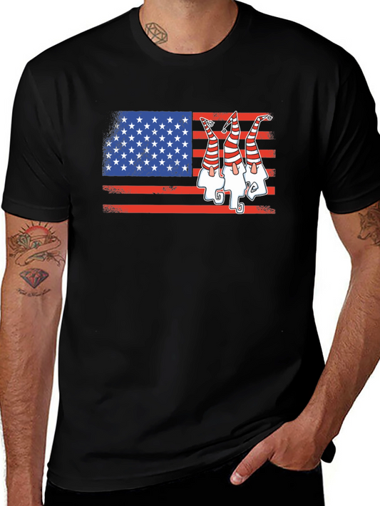Patriotic Gnome USA Flag Graphic Tee