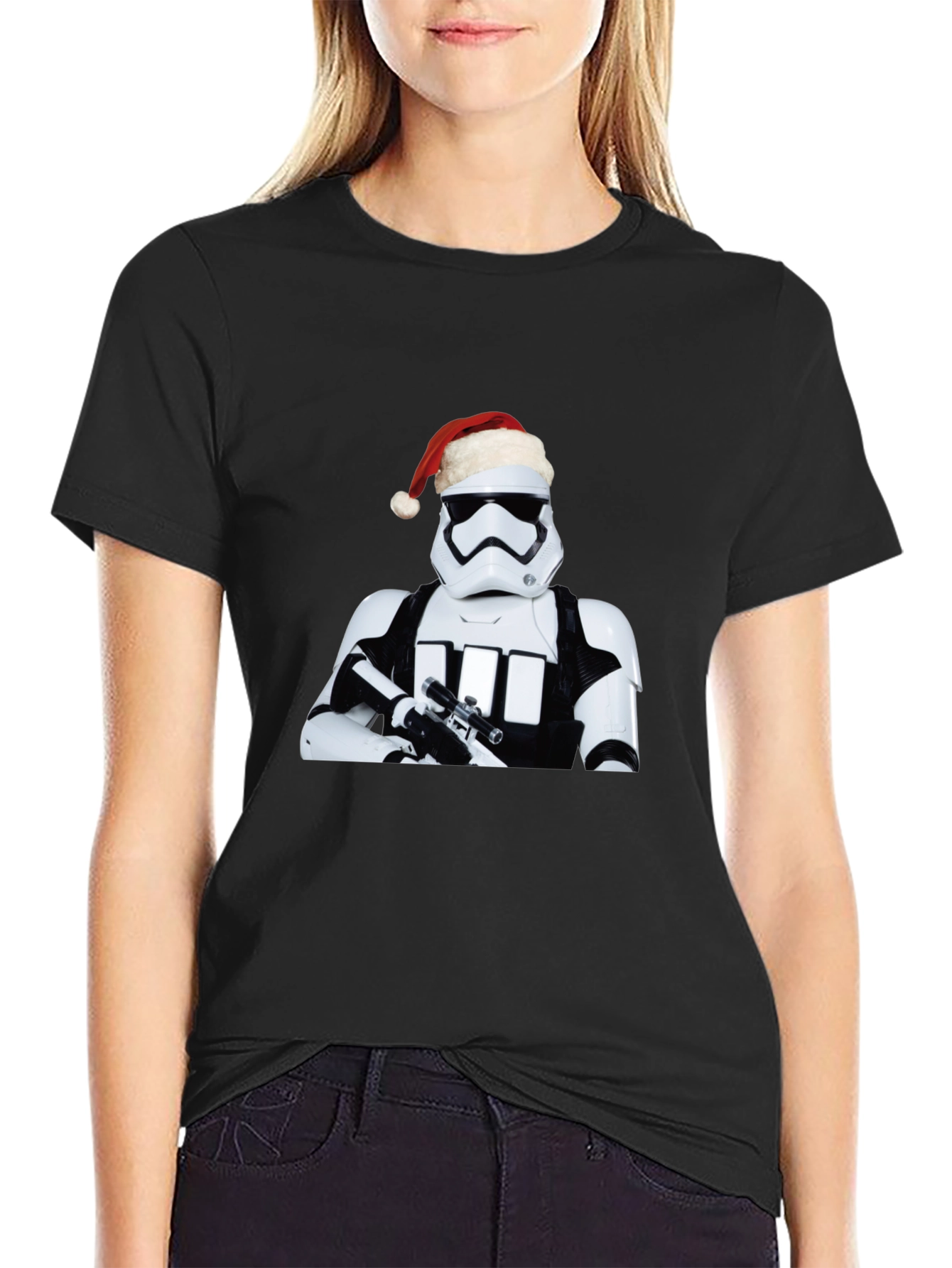 Star Wars Stormtrooper Santa Holiday Black T-Shirt