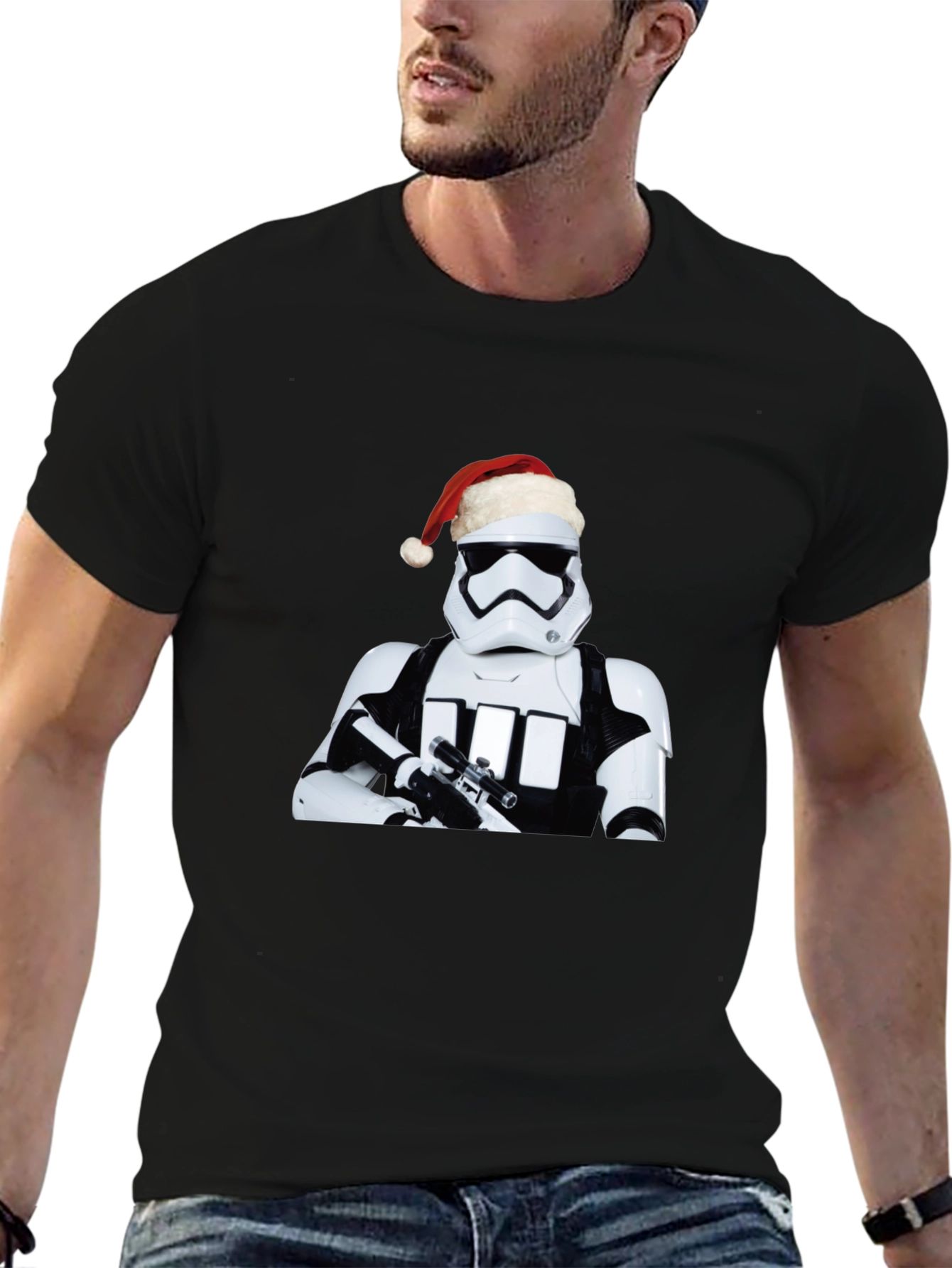 Star Wars Stormtrooper Santa Holiday Black T-Shirt