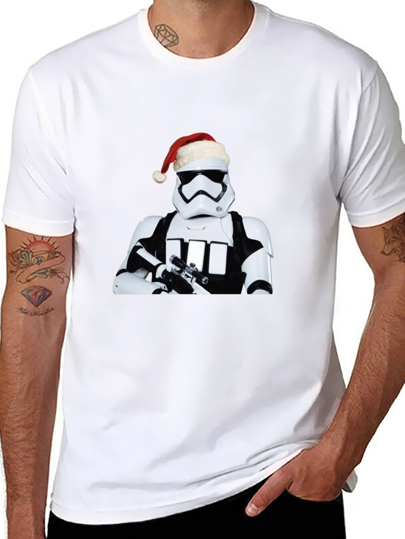 Star Wars Stormtrooper Santa Holiday Black T-Shirt