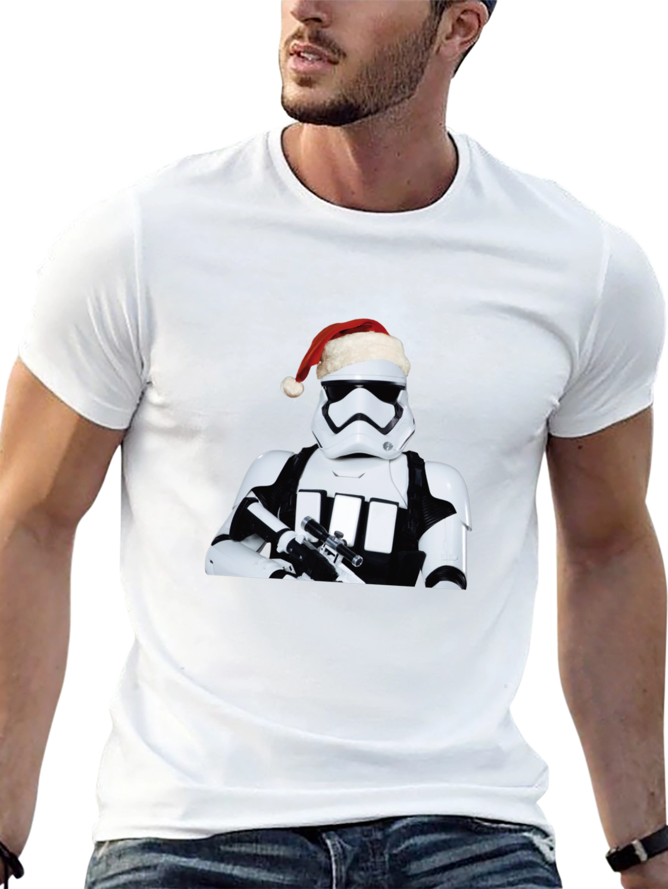 Star Wars Stormtrooper Santa Holiday Black T-Shirt