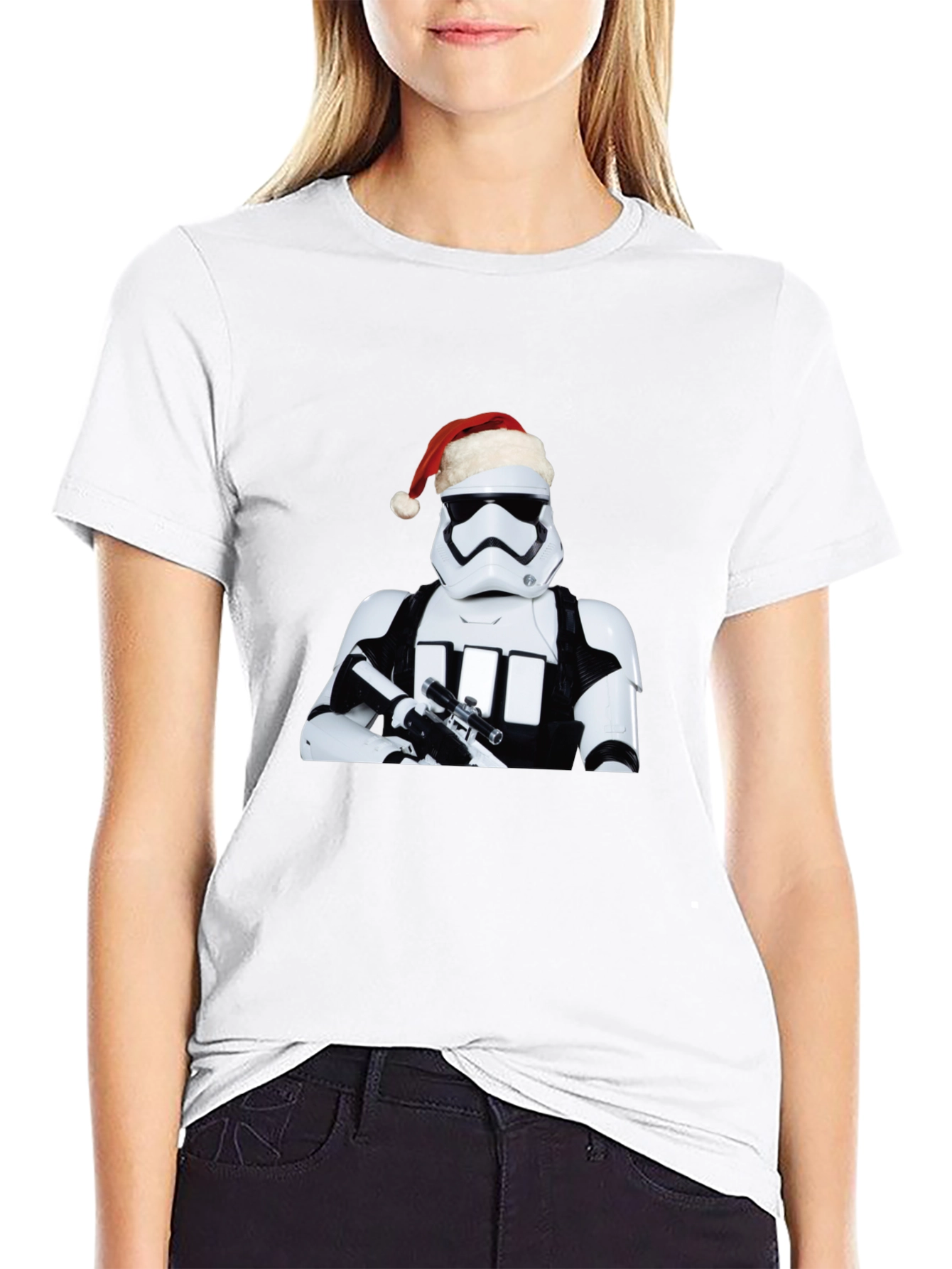 Star Wars Stormtrooper Santa Holiday Black T-Shirt