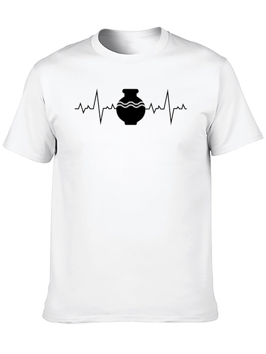 Pottery Heartbeat Graphic Tee - Stylish Black T-Shirt
