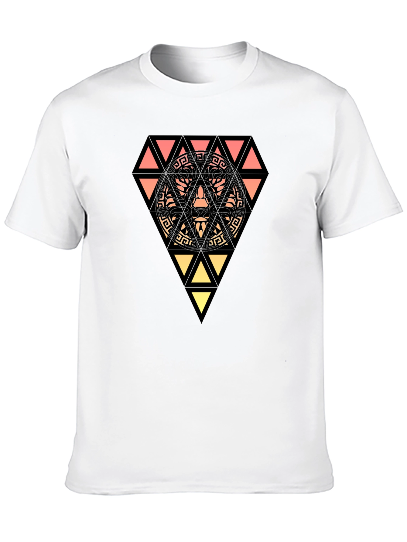 Geometric Lion Graphic Black T-Shirt