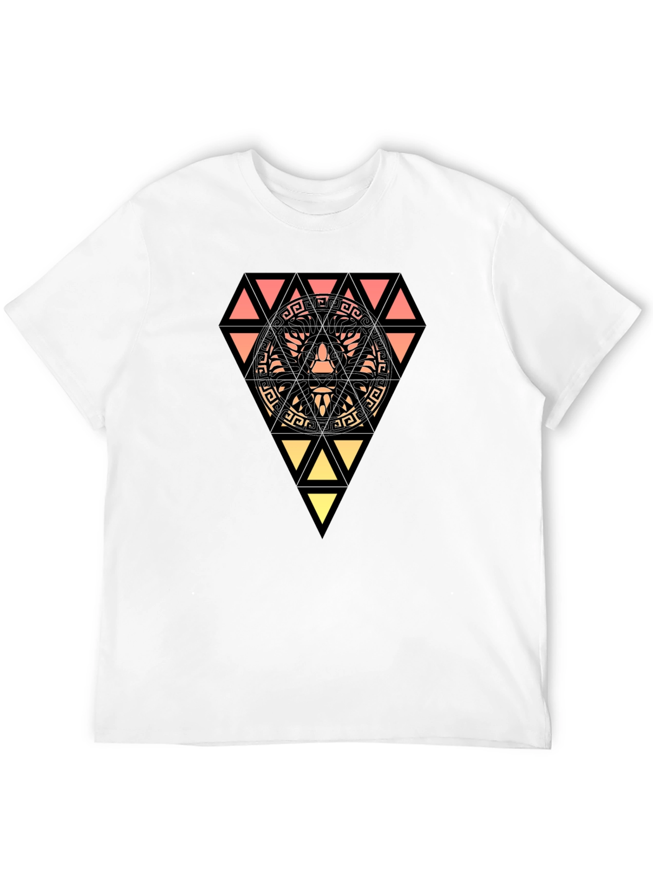 Geometric Lion Graphic Black T-Shirt