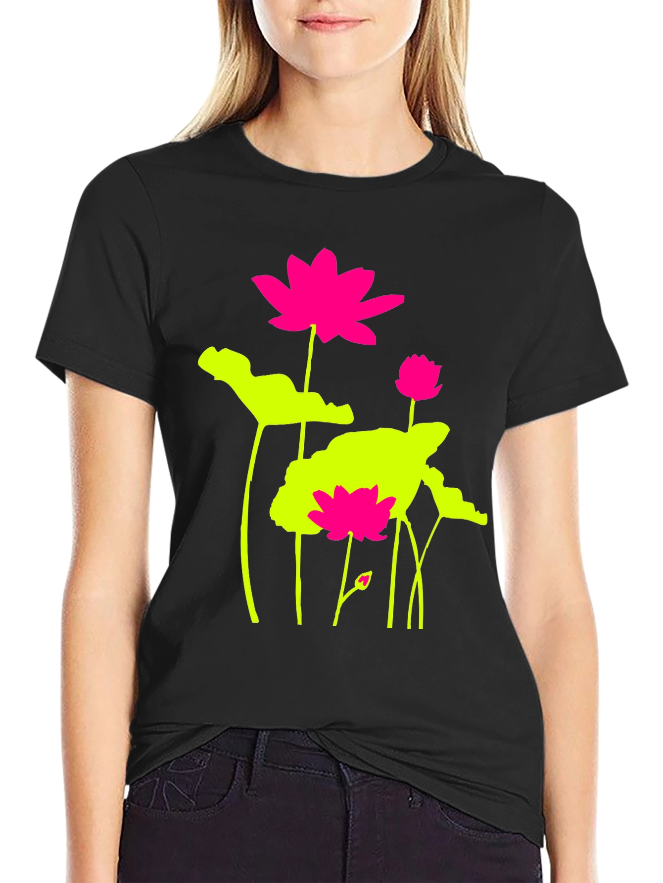 Lotus Flower Graphic Print T-Shirt
