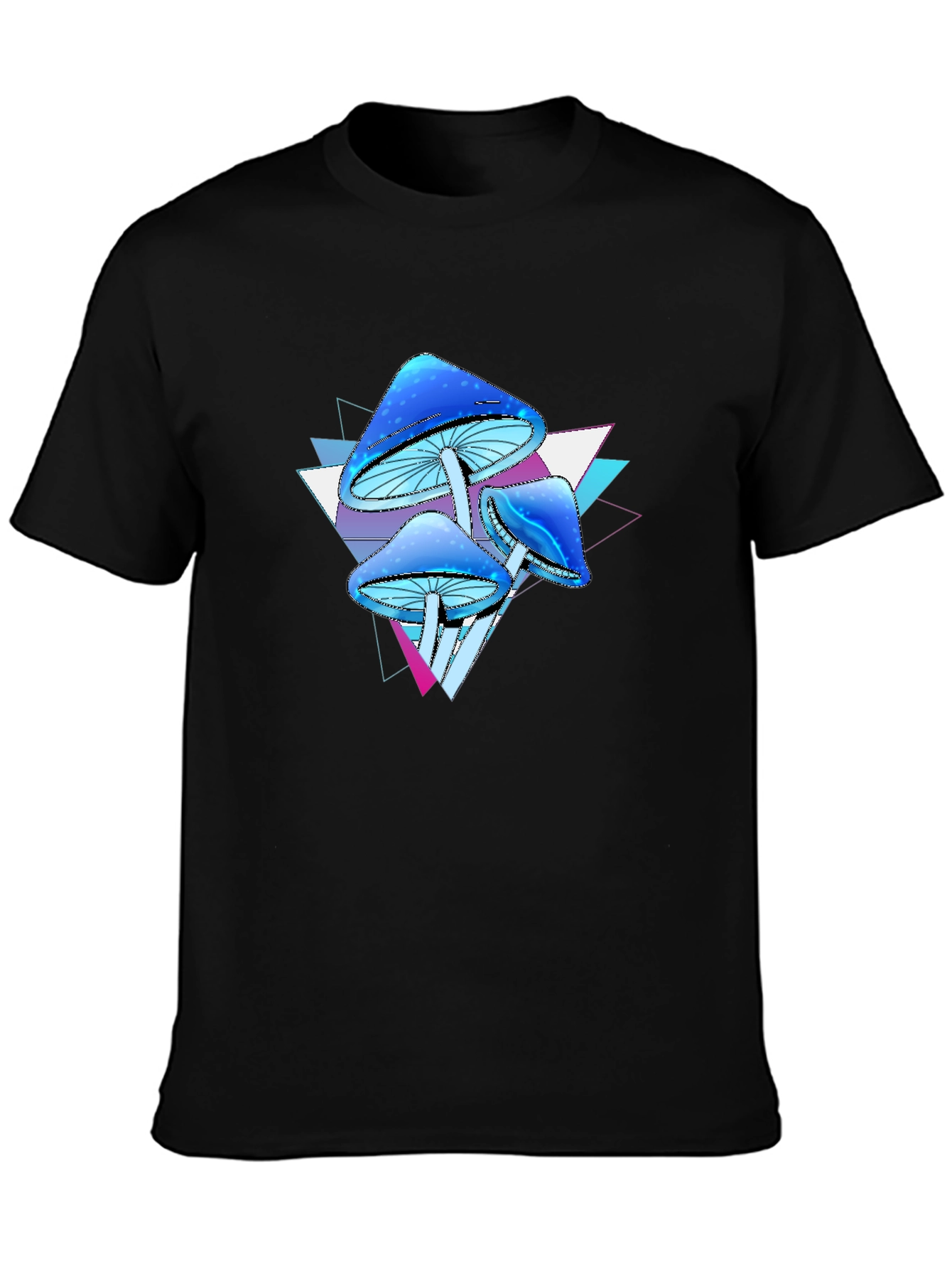 Psychedelic Mushroom Graphic Tee - Black Cotton Blend