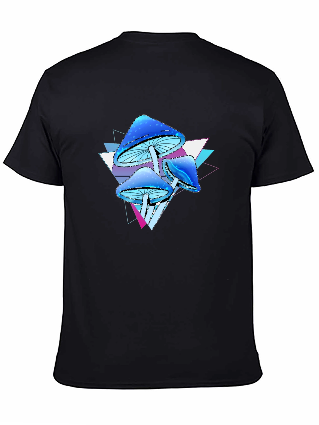Psychedelic Mushroom Graphic Tee - Black Cotton Blend