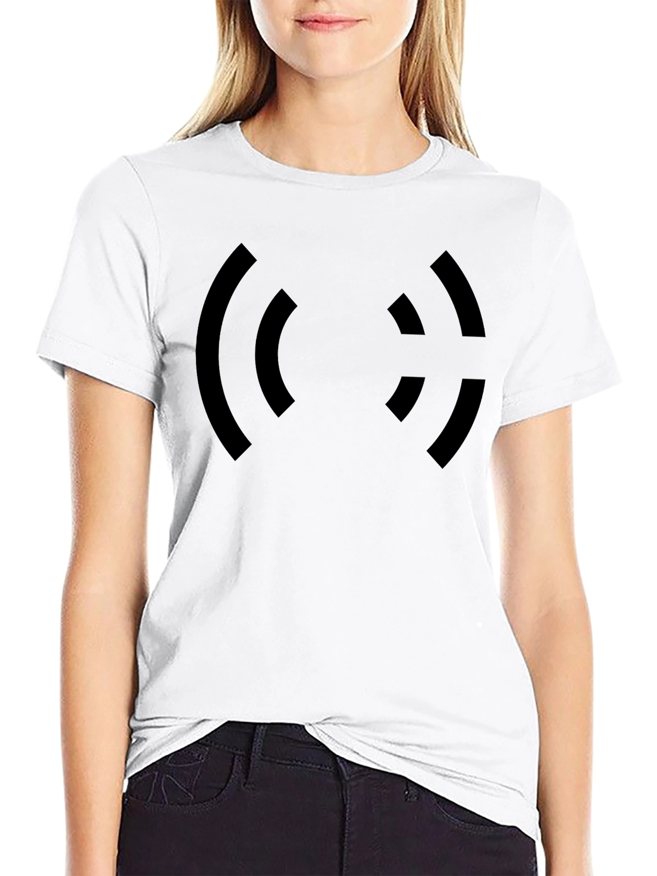 Black Graphic Tee - Curvy Bracket Design