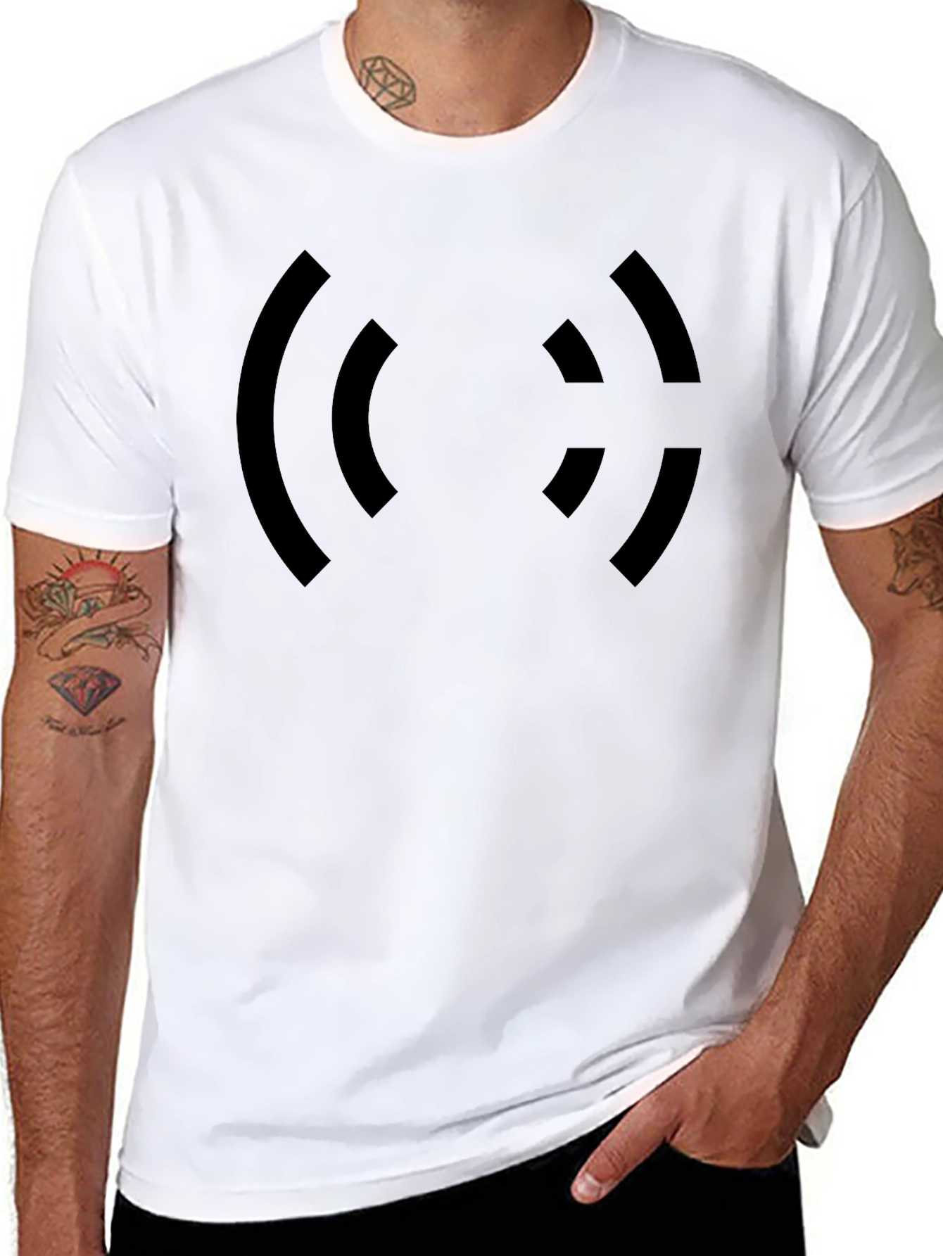 Black Graphic Tee - Curvy Bracket Design